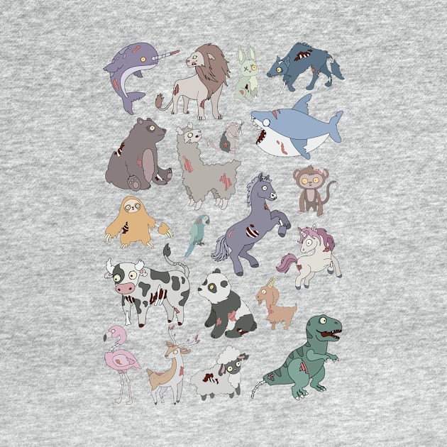 Cool Collection of Zombie Animals // Zombie Sloth Unicorn Tiger Lion T-Rex by SLAG_Creative